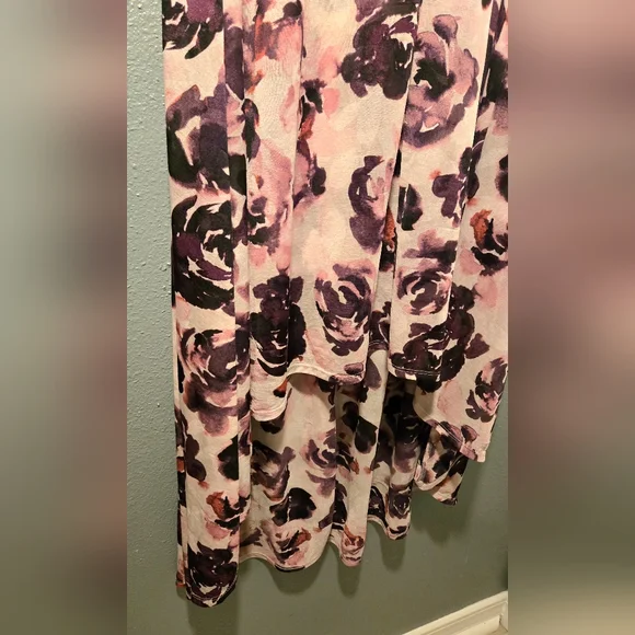 Simply Vera Vera Wang Purple Floral High-Low Midi Dress - Size PL Petite Large - Picture 4 of 5